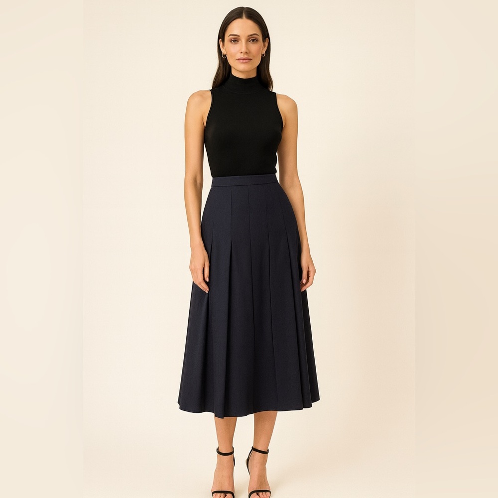 Burberry Wool Navy A-Line Skirt - Picture 1 of 6